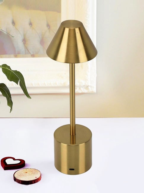 homesake Gold Portable Table Lamp with Wireless Charging Dimming & 3-Color Touch Control Metal Cone-picture-34