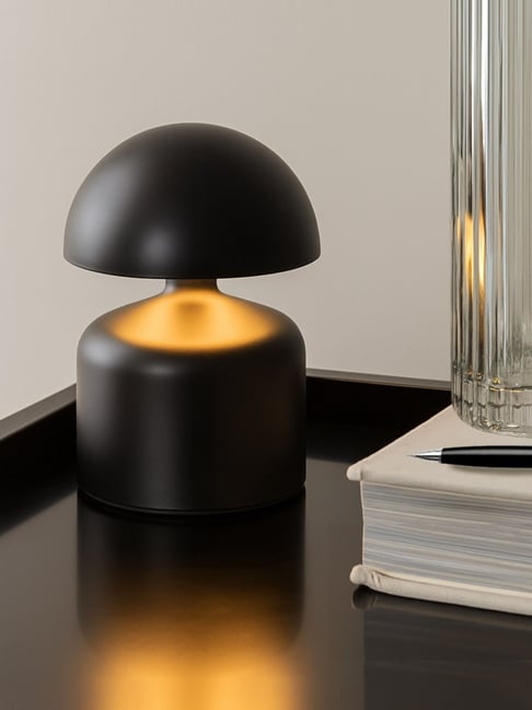 homesake Black Portable Table Lamp with Wireless Charging Dimming & 3-Color Touch Control Metal Mushroom-picture-37