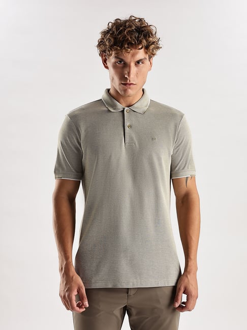 Calvin Klein Jeans Khaki Cotton Regular Fit Polo T-Shirt