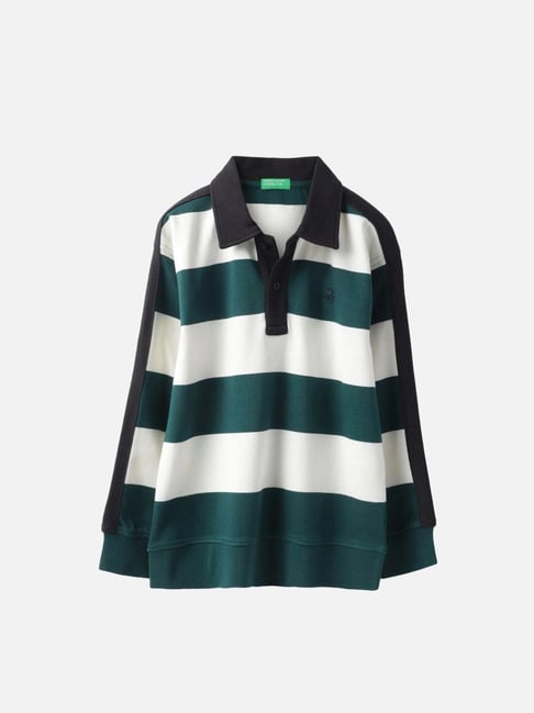 United Colors of Benetton Boys Multicolored Cotton Striped Polo T-Shirt