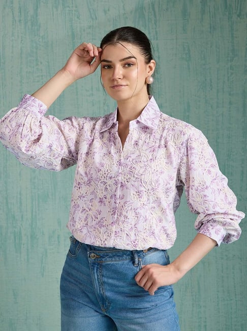 House of Mira Pink Polyester Embroidered Shirt-picture-33