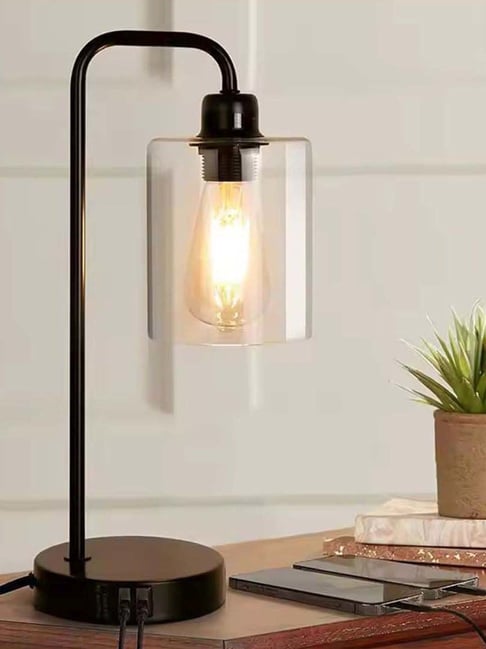 The Artment Black Table Lamp with USB Charging Port & Touch Control Modern LED Lamp