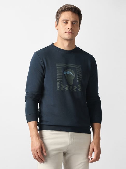 Van Heusen Navy Cotton Regular Fit Printed Sweatshirt-picture-32