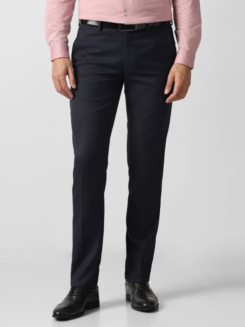 Van Heusen Navy Slim Fit Trousers-picture-37