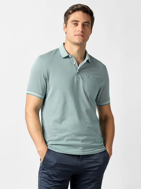Van Heusen Green Cotton Regular Fit Printed Polo T-Shirt-picture-29