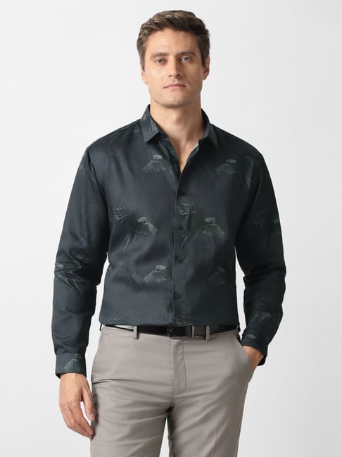 Van Heusen Navy Cotton Slim Fit Printed Shirt-picture-42