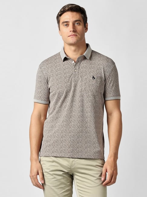 Van Heusen Grey Cotton Regular Fit Printed Polo T-Shirt-picture-33