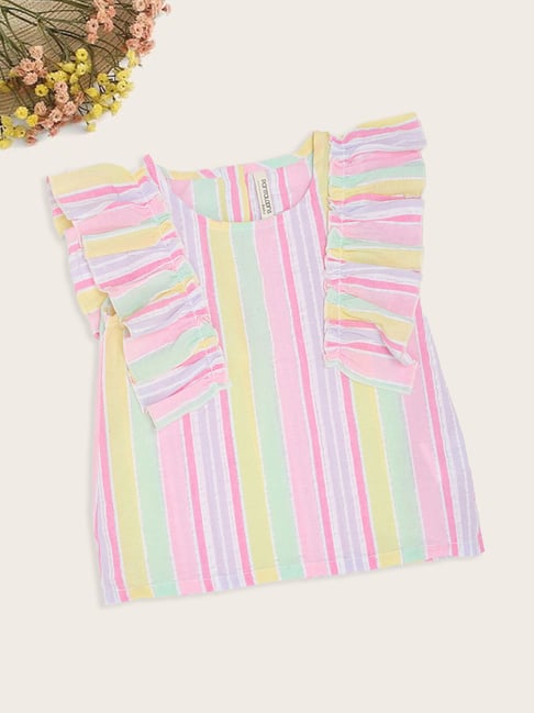 Pantaloons Baby Girls Pink Dogwood Striped Top