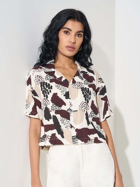 People By Pantaloons Off White Relaxed Fit Printed Shirt-picture-45