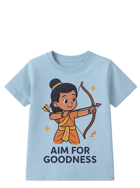 Zip Zap Zoop Kids Light Blue Cotton Printed T-Shirt