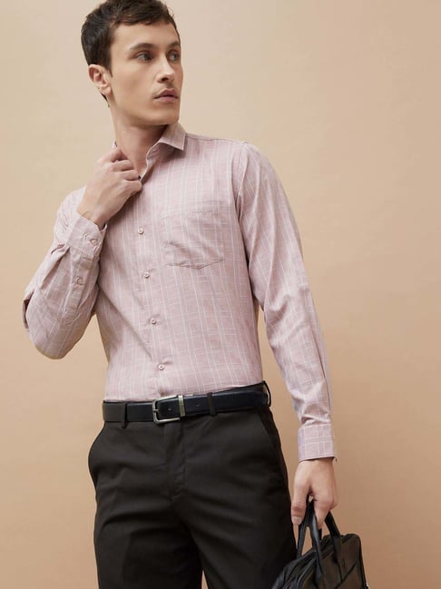 Code By Lifestyle Pink Slim Fit Checks Shirt-picture-32