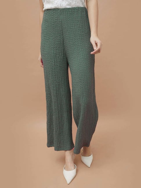 Code By Lifestyle Olive Regular Fit Textured Trousers-picture-19