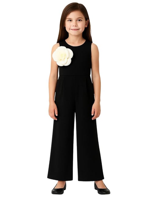 Zip Zap Zoop Girls Black Applique Jumpsuit