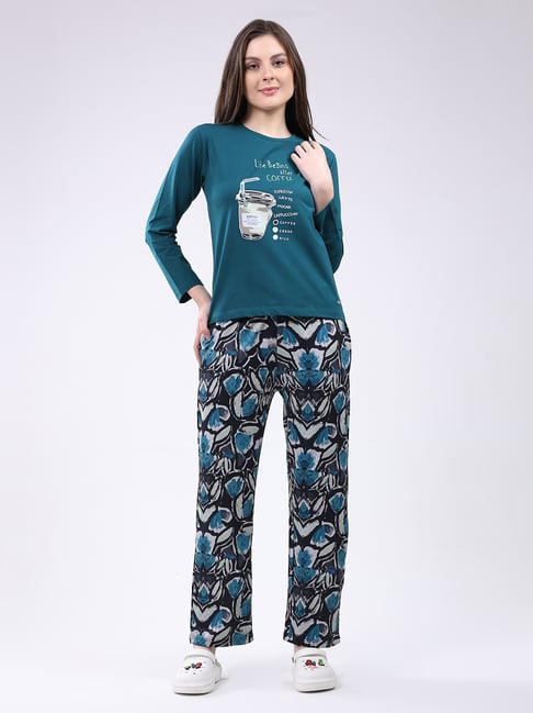 Monte Carlo Green Cotton Regular Printed Sleepwear & Ropes