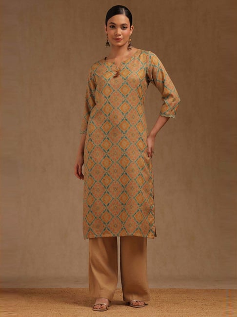Soch Mustard Regular Fit Printed Kurta-picture-40