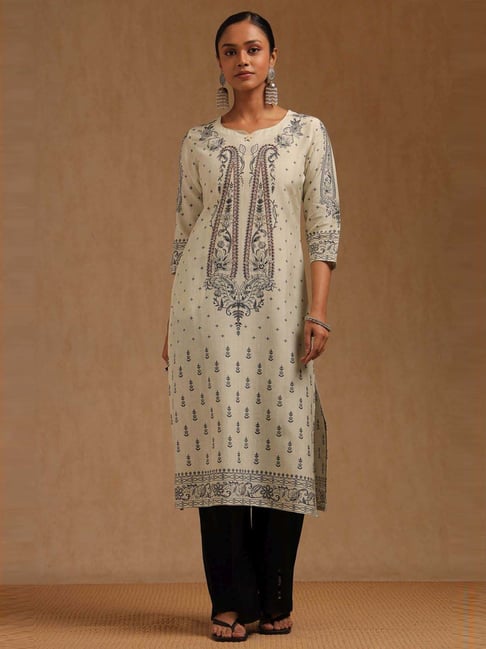 Soch Beige Linen Regular Fit Printed Kurta-picture-29
