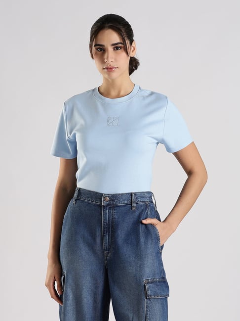 Calvin Klein Jeans Blue Cotton Relaxed Fit T-Shirt - Main Image