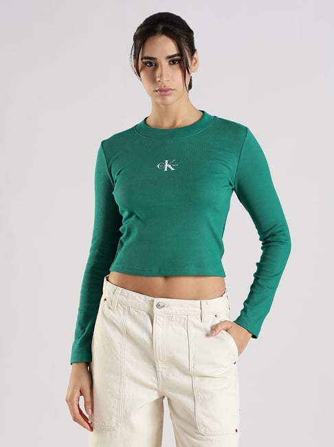 Calvin Klein Jeans Green Cotton Slim Fit T-Shirt