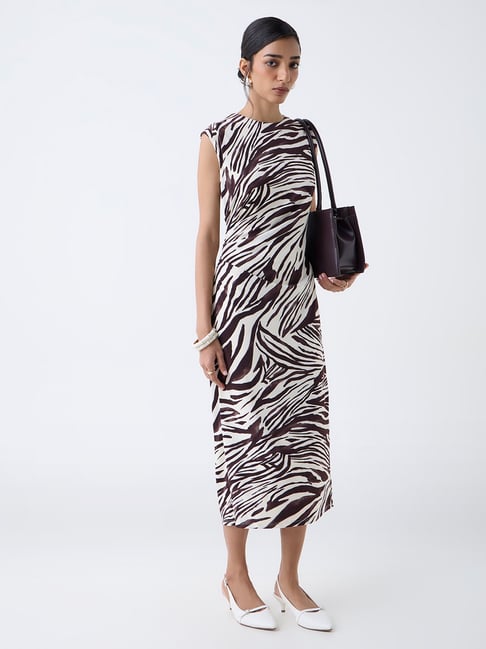 Wardrobe by Westside Dark Brown Animal Printed Sheath Dress