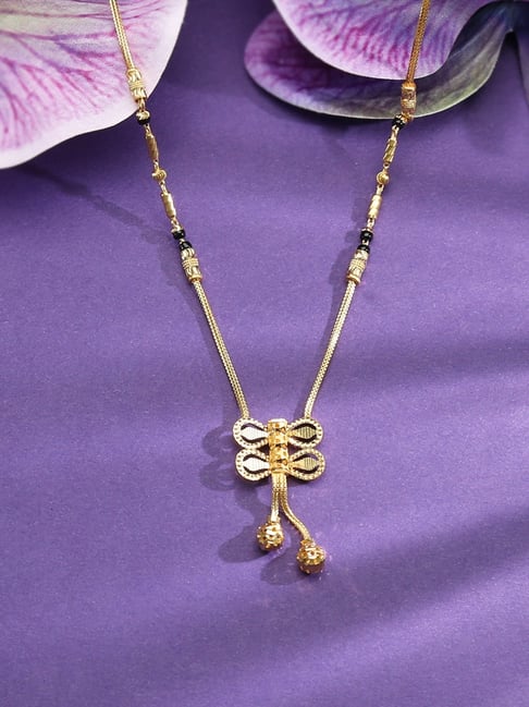 P.N.Gadgil Jewellers 22k (916) Yellow Gold Sutrika Curve Fancy Mangalsutra-image-34