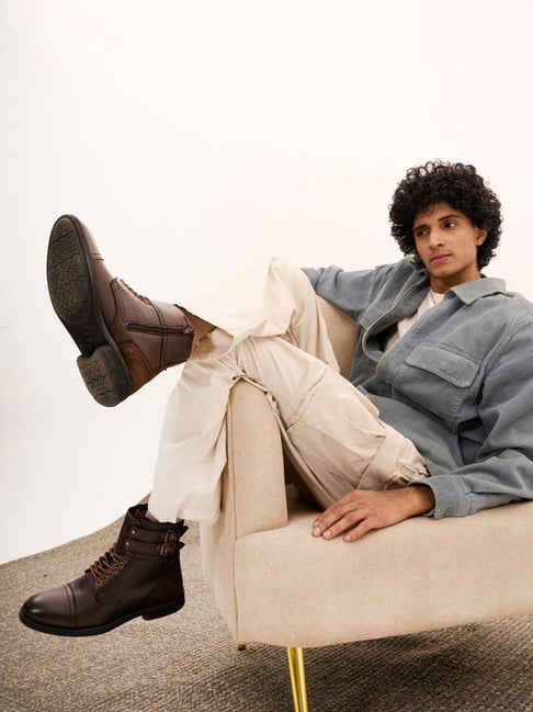 FAUSTO Men's Brown Casual Boots