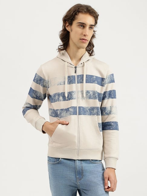 United Colors Of Benetton Off White Regular Fit Striped Hoodie-picture-35
