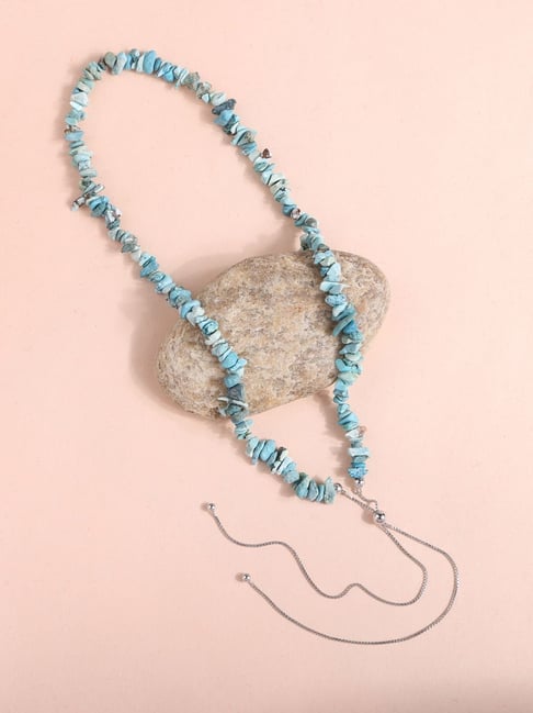 Ornate Jewels 925 Silver Natural Turquoise Chips Beads Adjustable Necklace for Women