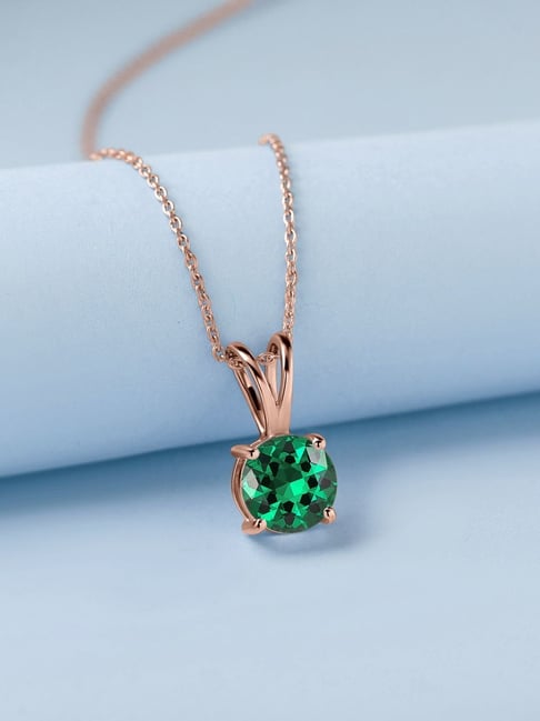 Ornate Jewels 925 Silver 18K Rose Gold Plated Green Emerald