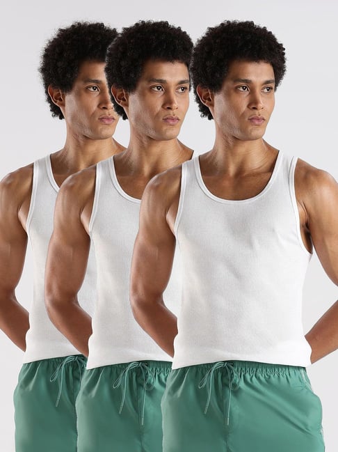 Calvin Klein Underwear White Cotton Regular Fit Vest - Pack Of 3