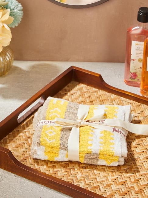 Fabindia Yellow Haseena Cotton Woven Pile Towel | Set of 2-picture-45