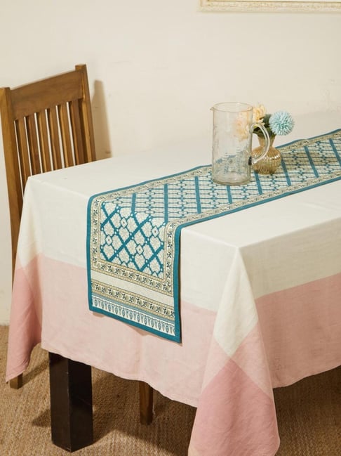 Fabindia Teal Ambara Cotton Printed Runner-image-42
