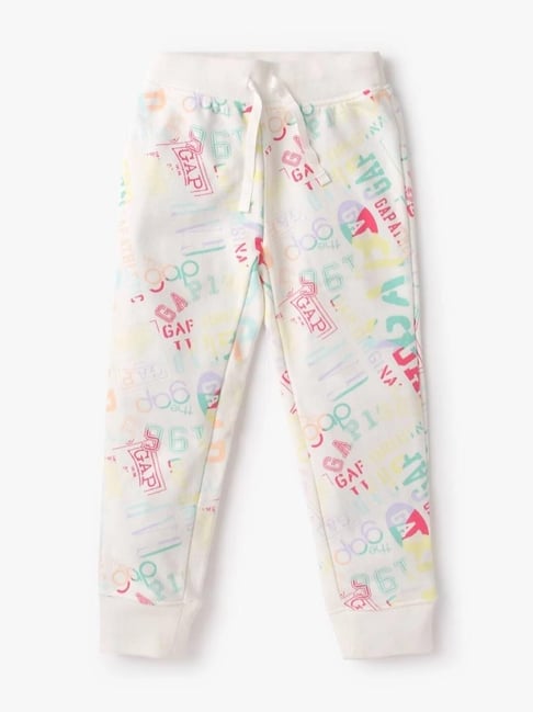 GAP Girls Off White Cotton Floral Joggers-picture-36