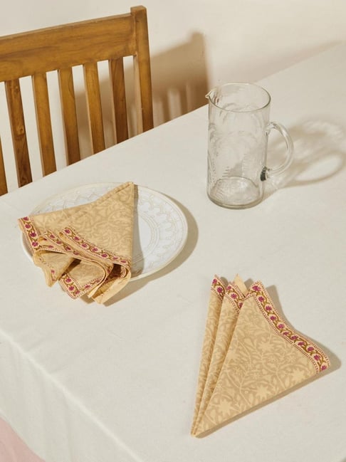 Fabindia Green Anar Cotton Printed Napkin (Set of 6)-image-29