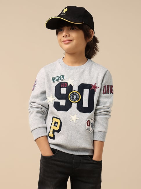 U.S. Polo Assn. Boys Grey Cotton Applique Sweatshirt-picture-21