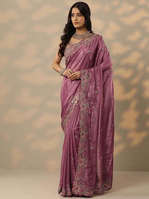 Libas Mauve Embroidered Saree With Unstitched Blouse-picture-48