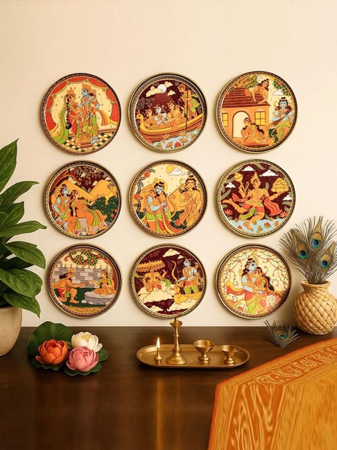 RITUALISTIC Ramayan Multicolor Metal Printed Wall Art - Set of 9-picture-24