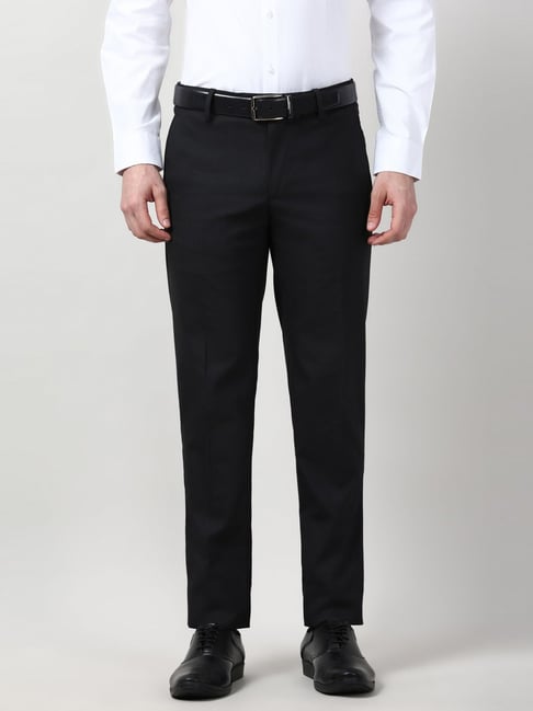 Peter England Black Slim Fit Printed Trousers-picture-44