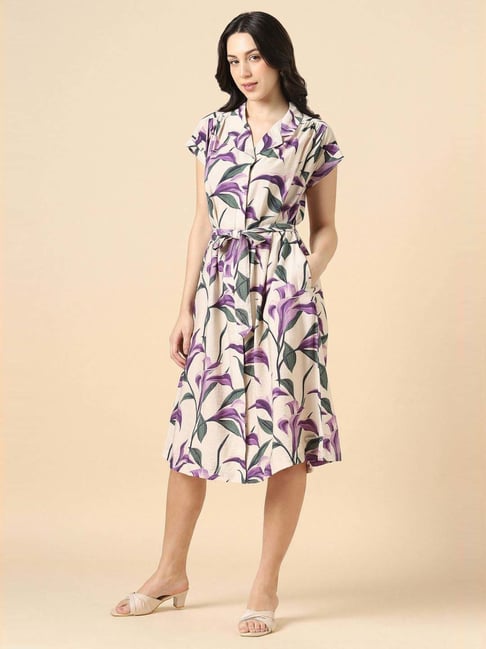 Allen Solly White Regular Fit Printed Dress-picture-10