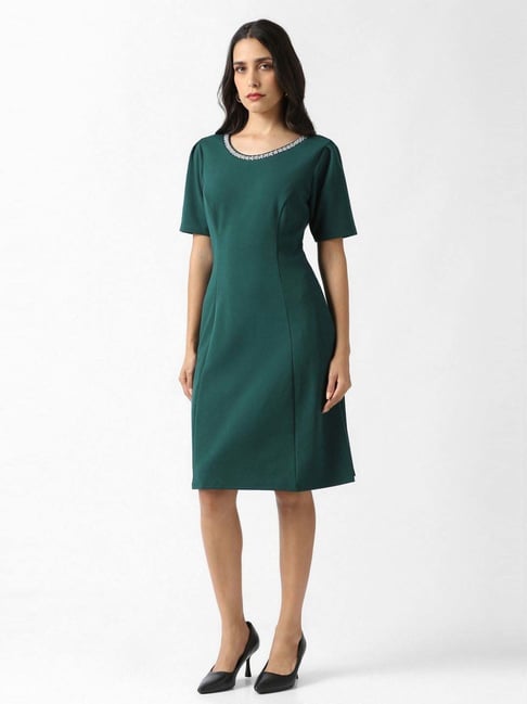 Van Heusen Green Regular Fit Embellished Dress