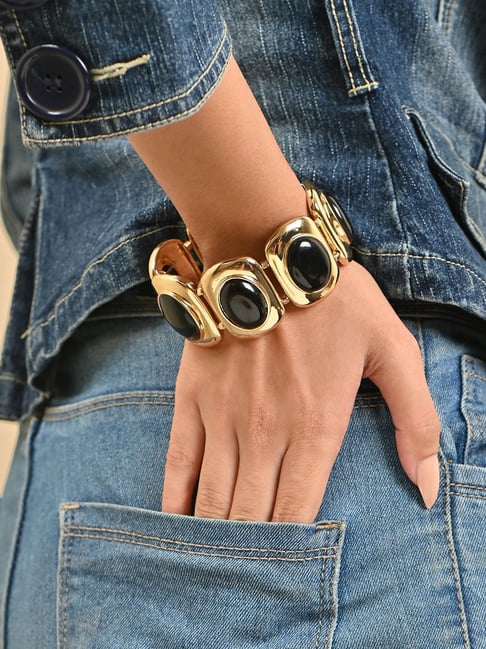 ToniQ Golden Black Bracelet for Women-picture-43