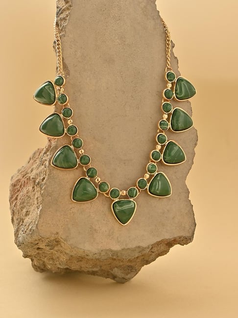 ToniQ Golden Green Necklace for Women