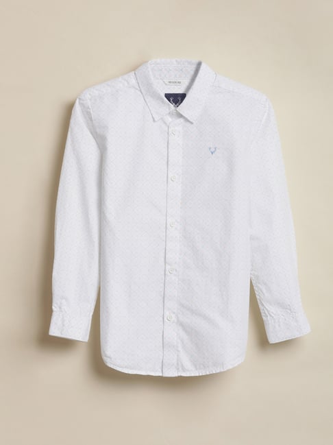 allen solly boys white cotton printed shirt