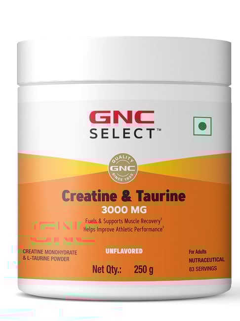 GNC Pure Micronized Creatine Monohydrate + Taurine- 250 gm, Unflavoured