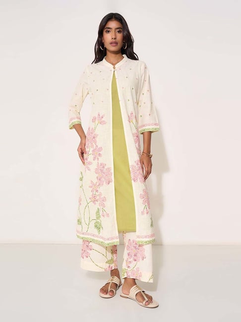 Rangmanch By Pantaloons Whisper White Regular Fit Floral Print Kurta-picture-11