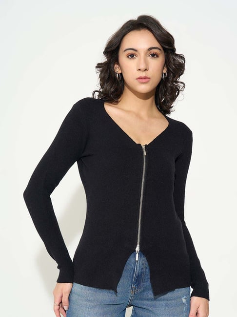 Sf Jeans By Pantaloons Jet Black Regular Fit Sweater-picture-39