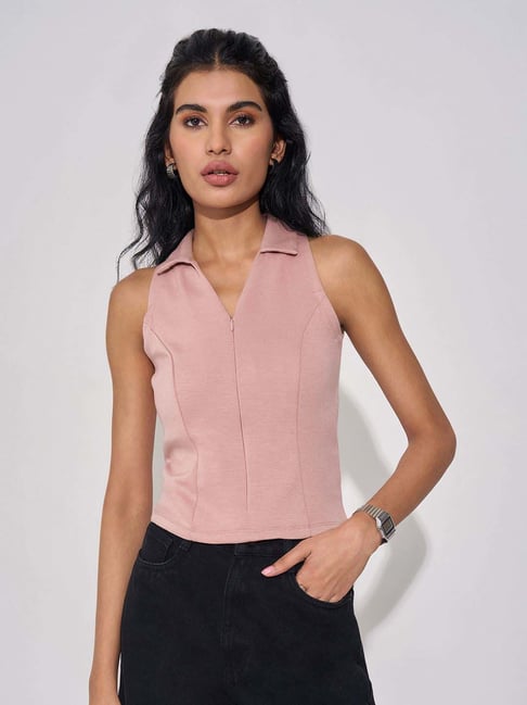 Sf Jeans By Pantaloons Pink Slim Fit Polo Top-picture-21