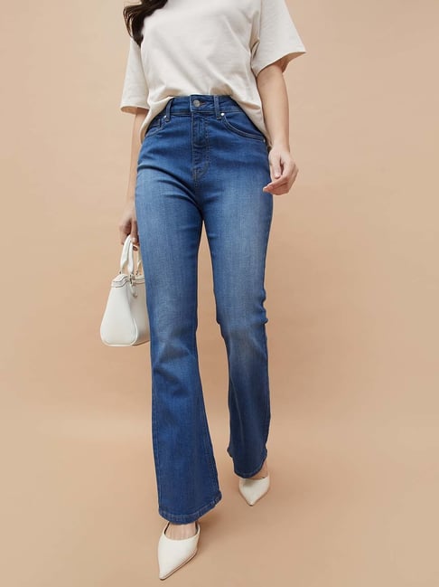 Fame Forever By Lifestyle Mid Blue Cotton Regular Fit Jeans-picture-16