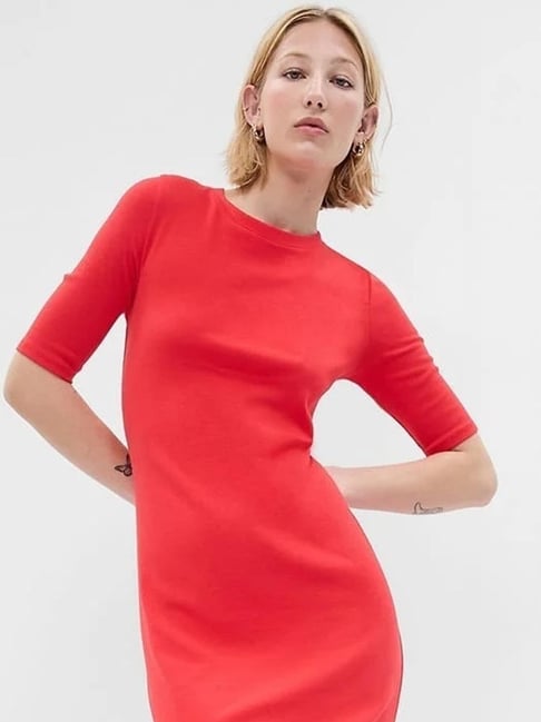 strapless open back dress Gina Bacconi Red Elliana Bow Detail Midi Dress