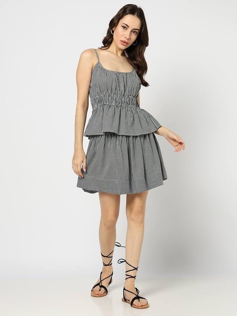 GAP Black Flared Fit Checked Dress-picture-31