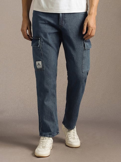 Louis Philippe Blue Cotton Regular Fit Jeans-picture-32